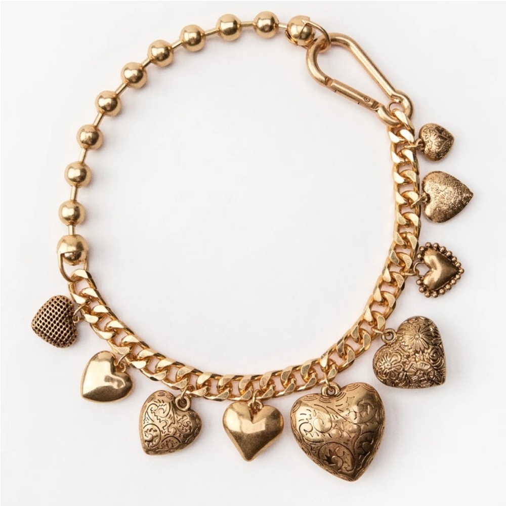 Zara Gold Heart Charm Pendant Necklace